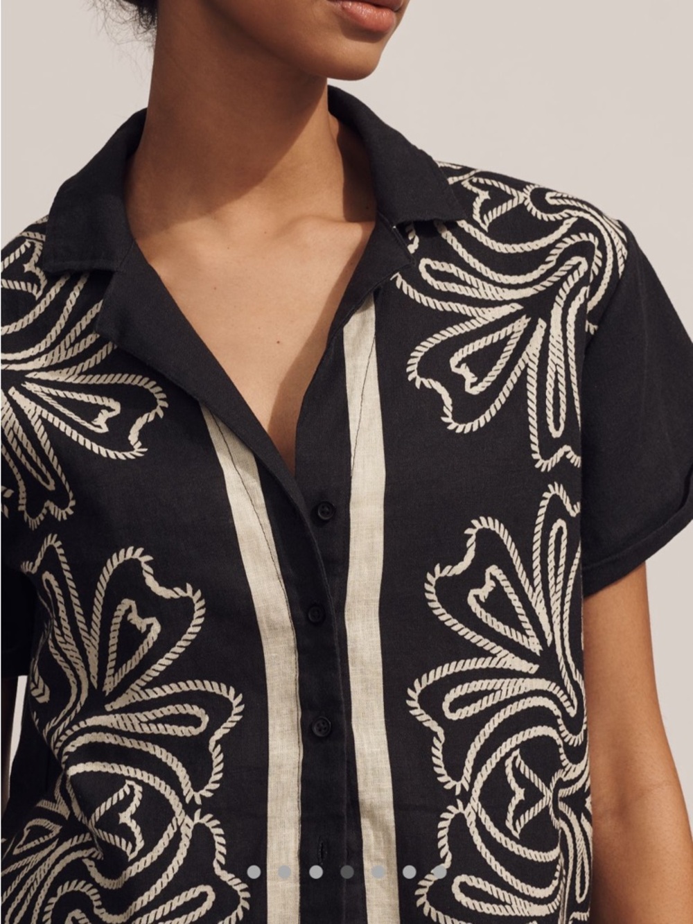 NWT ANTHROPOLOGIE 2PC LINEN SET BRENNA SHIRT SOMERSET PANTS IN BLACK PRINT S SP - Picture 4 of 16